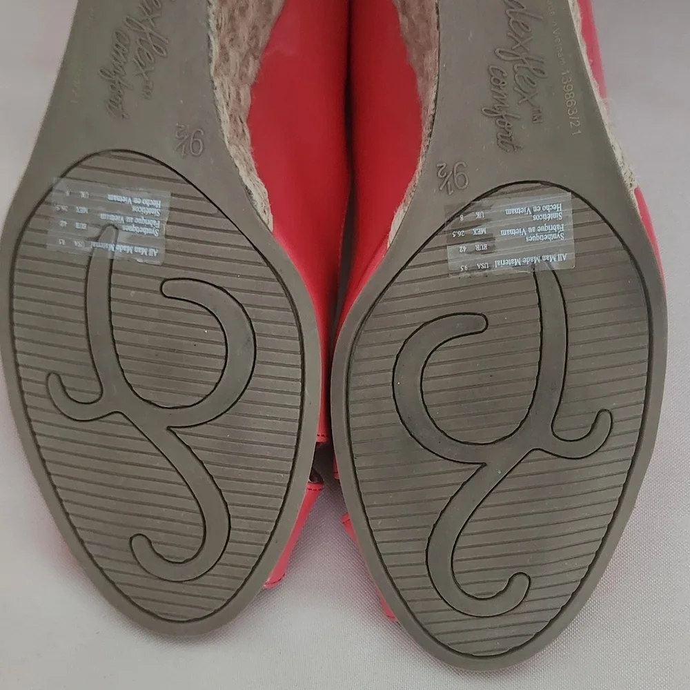 Dexflex Comfort Sandals Womens Peep Toe Leather Wedge Coral Sz 9.5 - Picture 7 of 10